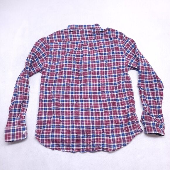 Old Navy Tartan Flannel Casual Button Up Shirt Mens Size Large L Red Blue - Picture 10 of 10